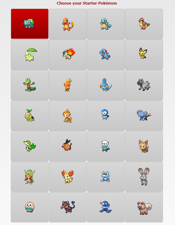 pokemon starter pokemon names